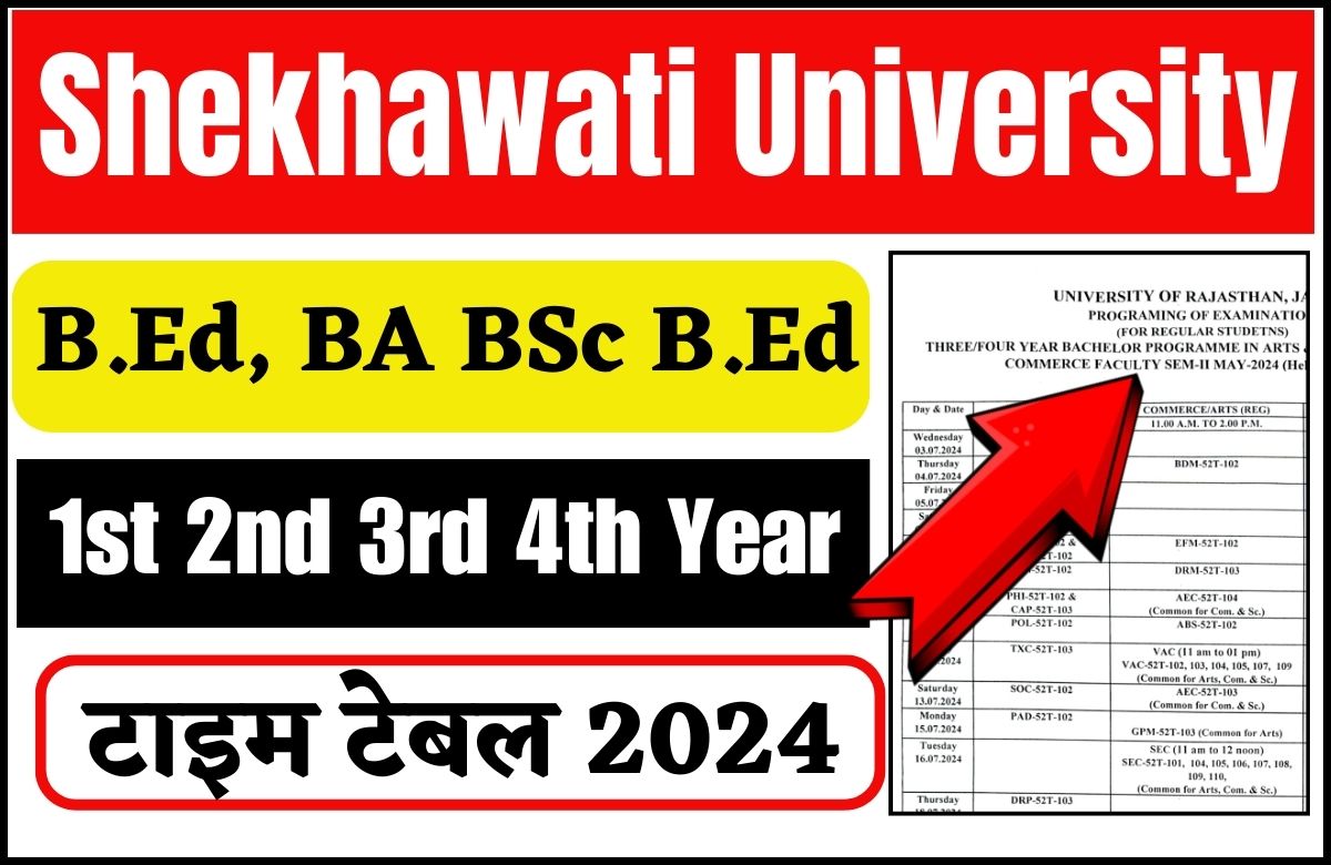 Shekhawati University B.Ed 1st 2nd Year Time Table